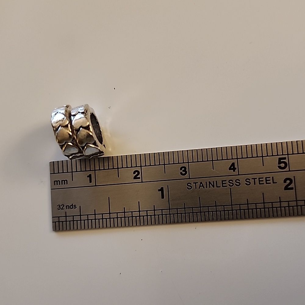 Pair of Heart Stone Spacer Beads Pandora and Chamilia Compatable